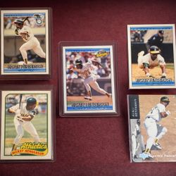Rickey Henderson Card Lot (5 Cards) – Oakland A’s – Includes 1992 Donruss #30 ERROR