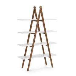 Article 47” Shelving Unit White/Walnut - Excellent Condition 75”H x 47”W x 16”D