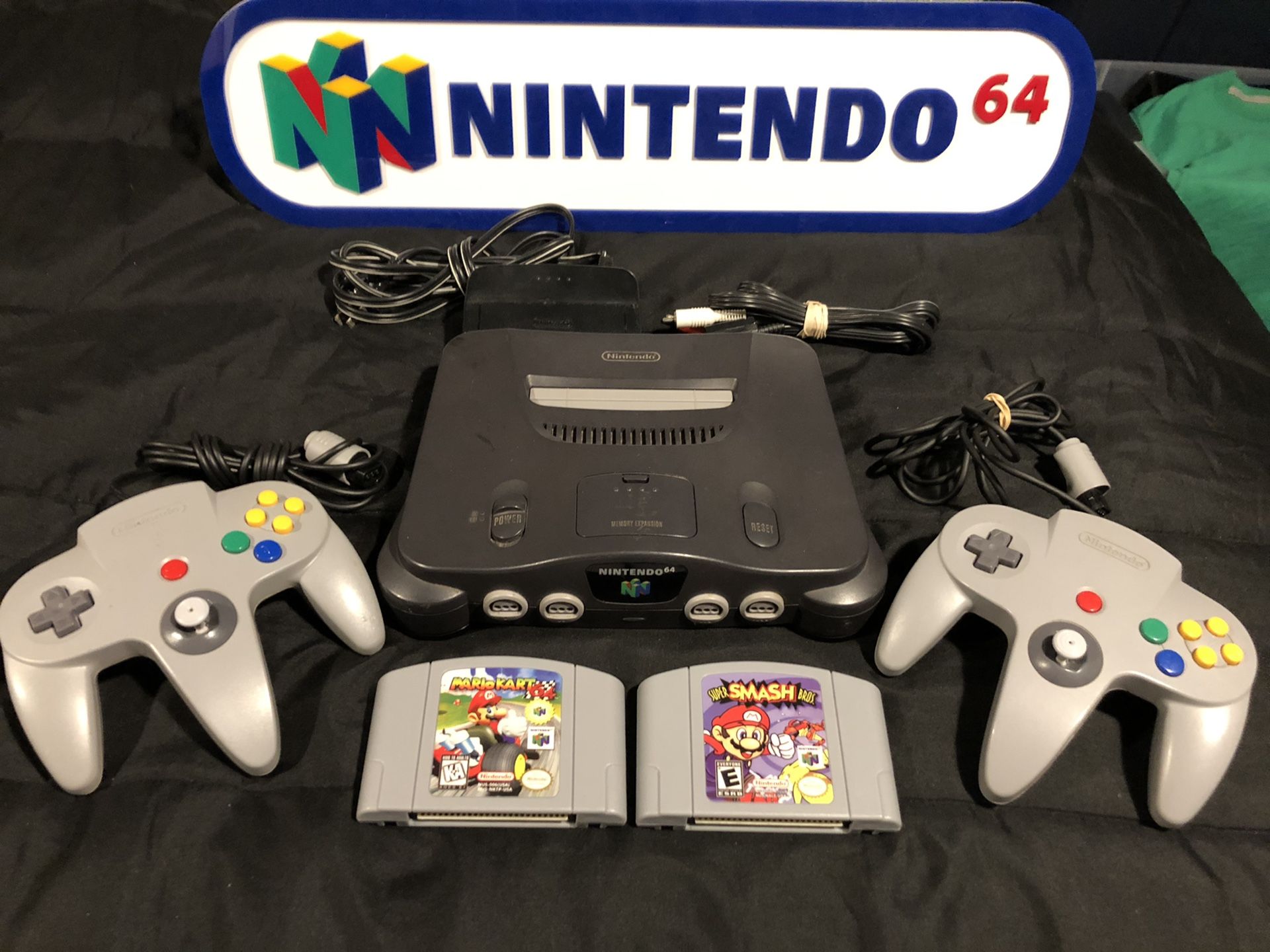 Nintendo 64 N64 Complete, Two Grey Controllers, & Two Game Paks (Sale Pending)