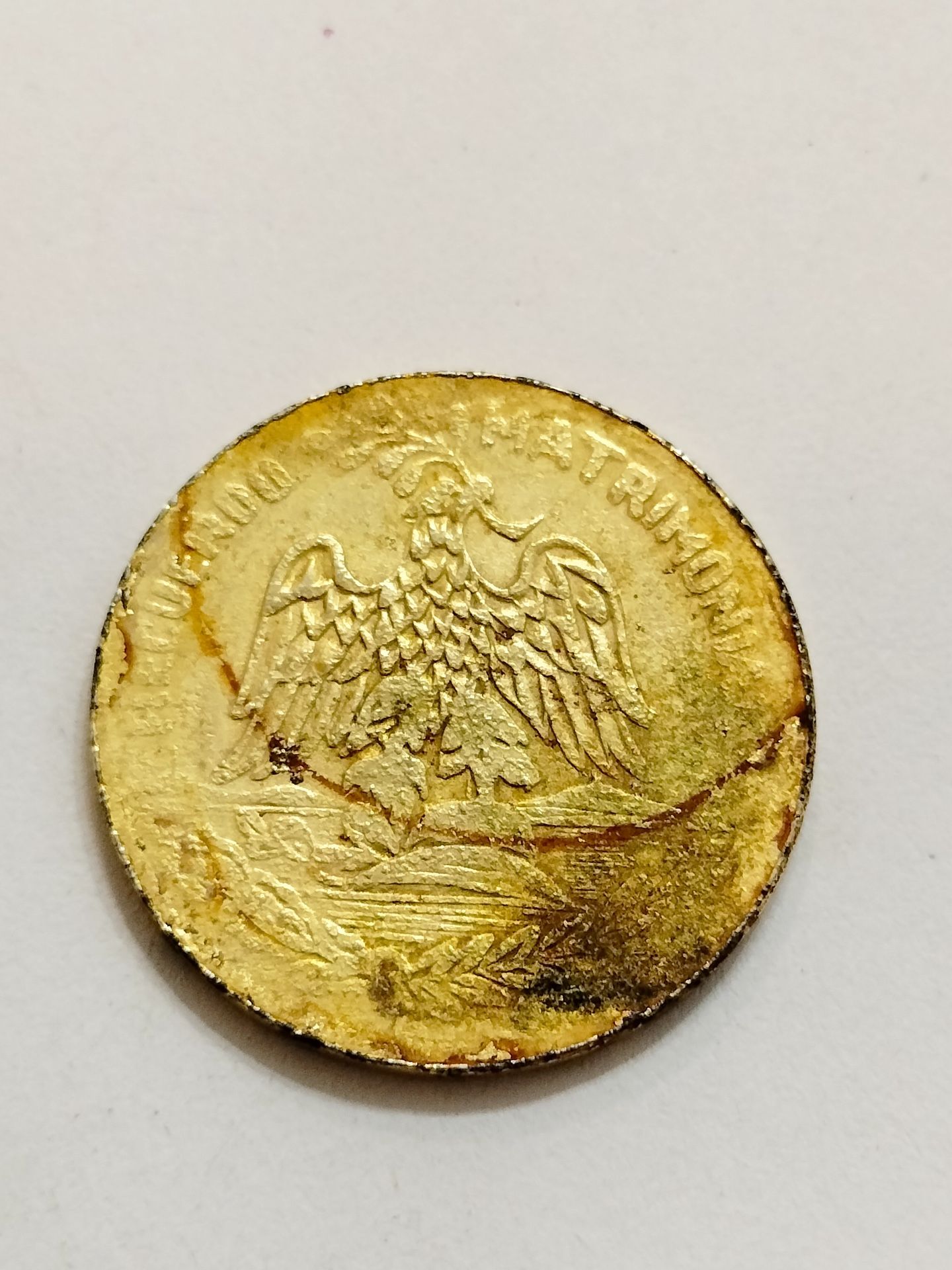 Vintage Mexico “RECUERDO MATRIMONIAL” Wedding Golden Coin