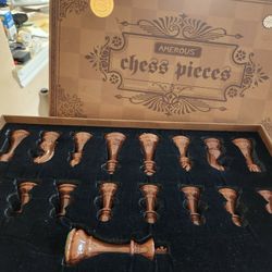 The Amerous wooden chess pieces set. 