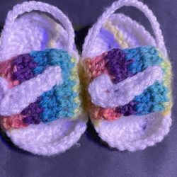 Crochet Newborn Baby Nike Slides 