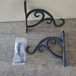 Decorative Motif Brackets 2) Used Black Hook Hanger For Potted Plant Basket Orchids