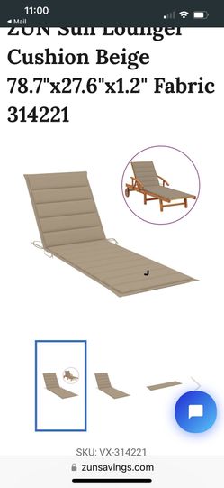 Beige Chaise Lounge Chair Cushion: NEW