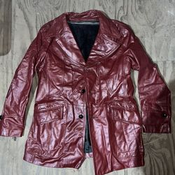 Vintage Red Leather Jacket With Liner Size 42