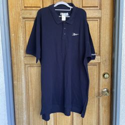 Vintage Reebok Polo Shirt Men's XL Blue Short Sleeve Embroidered Logo 90s Y2K