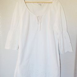 Alfani Intimates White Cotton Prairie Nightgown Laser Cut Size Medium 