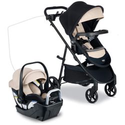 Britax Willow Brook S+ Baby Travel System, Infant Car Seat and Stroller Combo with Alpine Base, ClickTight Technology, SafeWash Insert and Cover, Sand