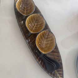 Fall Leaf Serving Bowls And Tray