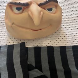 Gru Costume Mask with Striped Scarf
