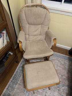 Antique Wood Rocking Chair and Ottoman