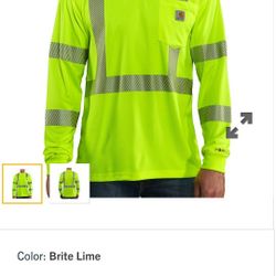 New Carhartt XL Long Sleeve High Visibility Shirt