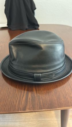 Leather fedora hat