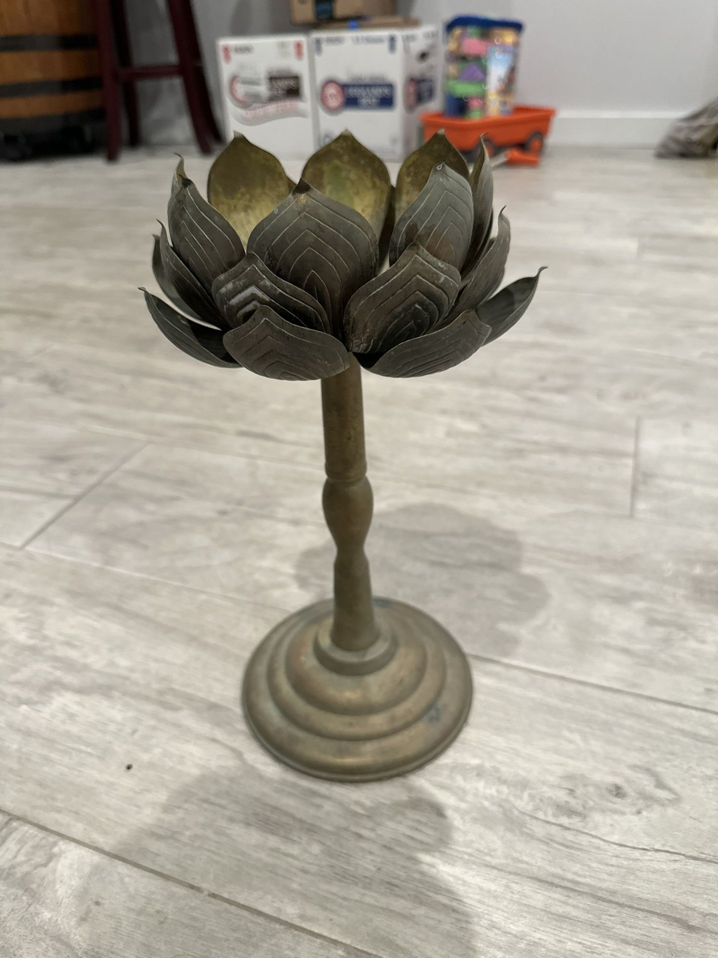 Antique Brass Art Nuevo Candle Holder