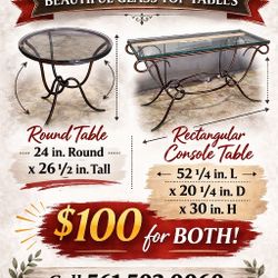 2 High End Glass Tables