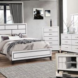 Queen Bedroom  Dresser Mirror One Nightstand.  Check Description