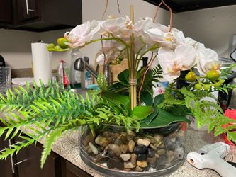 Fake Orchid Arrangement. Artificial Flowers