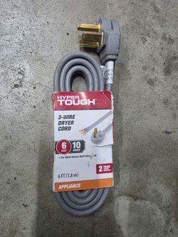 3 wire dyer cord appliance 6ft 10 gauge 220v