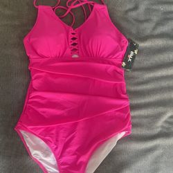 BMJL Women’s Tummy Controlled 1 Piece Swimsuit-Medium-Hot Pink