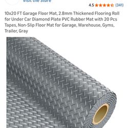 10x20 FT Garage Floor Mat, 2.8mm Thickened Flooring Roll for Under Car Diamond Plate PVC Rubber Mat with 20 Pcs Tapes, Non-Slip Floor Mat for Garage, 