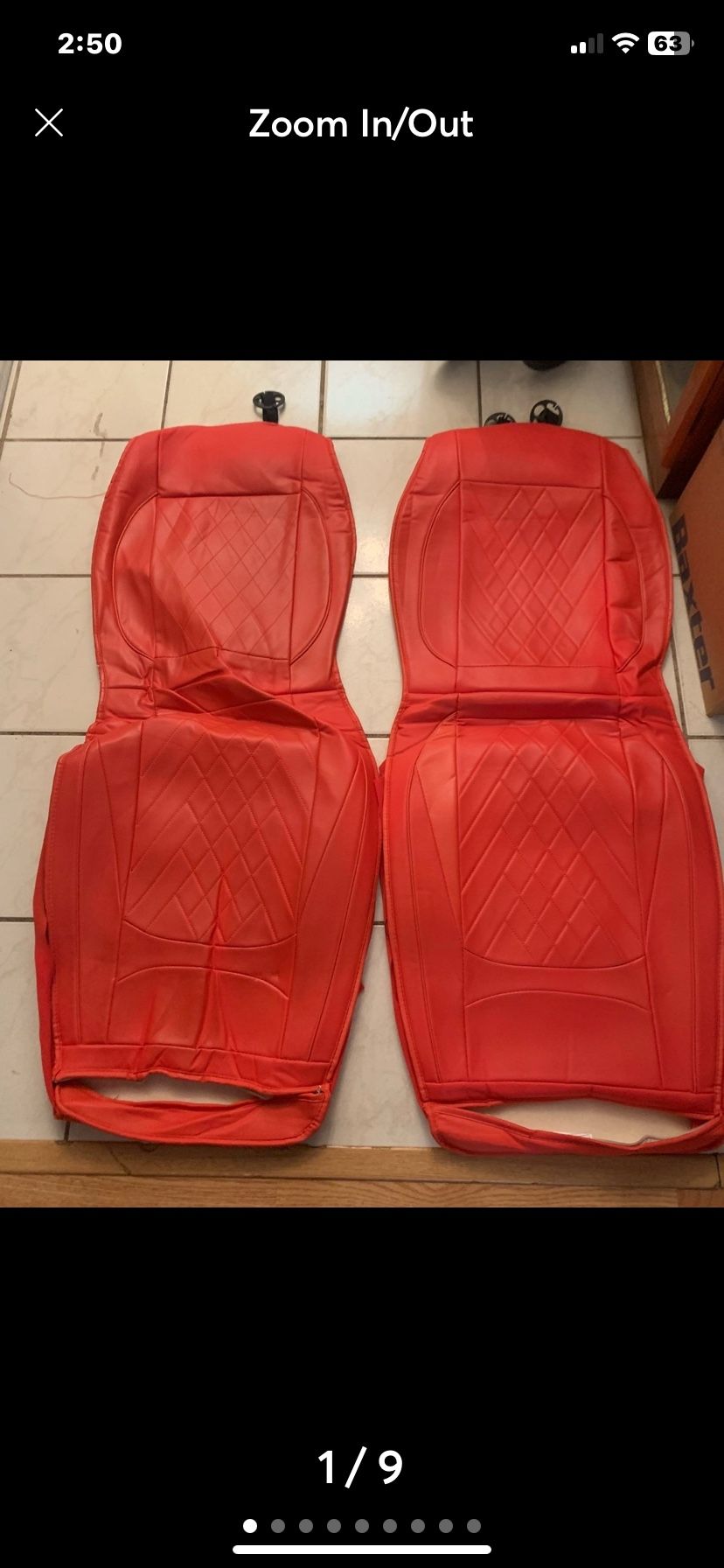“GEEYONTEK” Red Universal Car Seat Covers. Made of Faux Leather. (20) Pieces