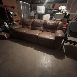 Leather Couch With Two Recliners