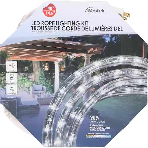 Indoor/Outdoor 48 ft. White LED Rope Light Kit