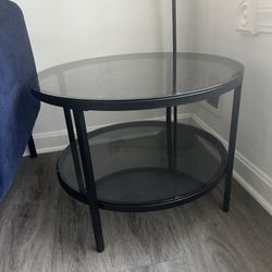 Tier 26” Round Black Glass/Metal Coffee Table