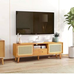 Brand New HollyHOME Bamboo TV Stand for 65” TVs – 2 Available