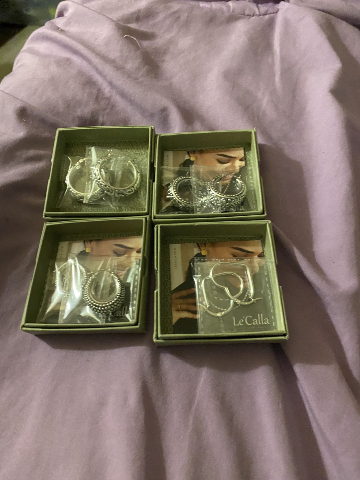 Lecalla Four Pair Of Earrings Pure Silver Jewelry