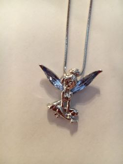Silver Tinkerbell and chain. Crystal wings. Brand new. Never Worn.