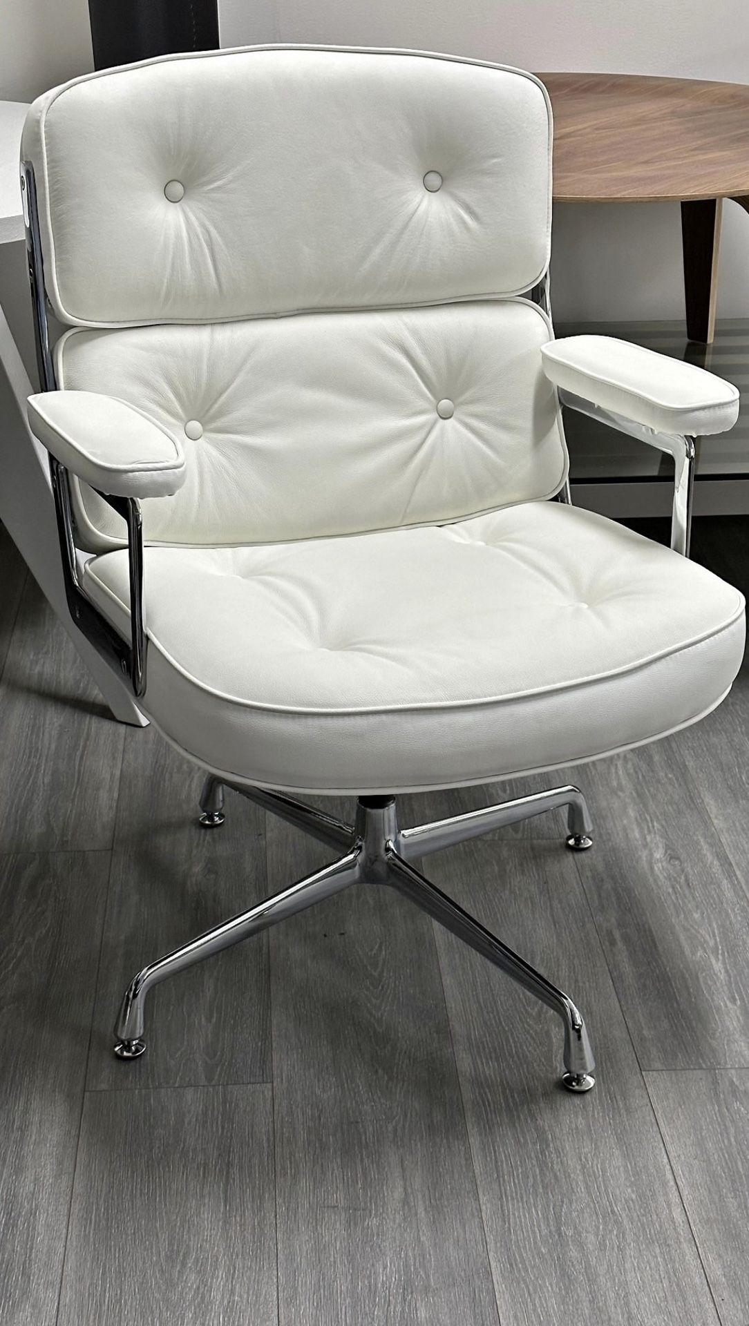 White Leather Eames Office Chair