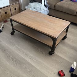 Wooden Coffee Table On Wheels