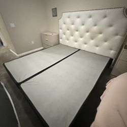 King Size Headboard With 2 Box Springs And Metal Frame Included