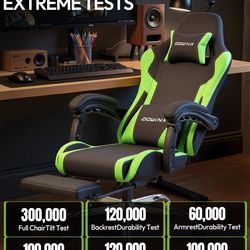Dowinx Ergonomic Gaming Chair with Footrest & Massage Lumbar, 2D-Linkage Armrests for Computer Chair 330lbs with Headrest Pillow for Office, Home, Str