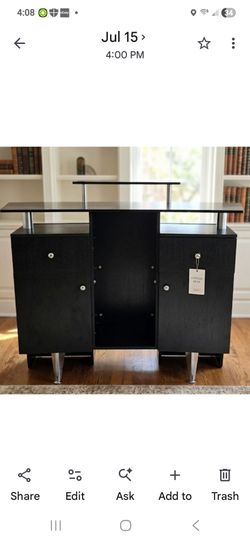 Black desk glass top nice!
