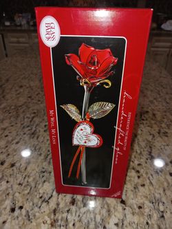 Glass Baron Red Rose Of Love Hand Painted With 22K Gold My Wife, My Love