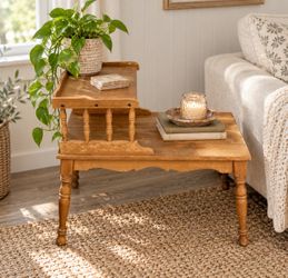 Vintage Two-Tier Wood Step End Table