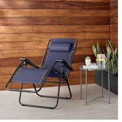 Amazon Basics Outdoor Patio Zero Gravity Lounge Chair with Pillow, Folding Reclining and Textilene Adjustable, Folding Lounge Lawn Chairs for Outside,