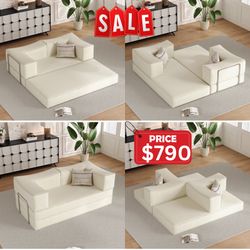 New White Convertible Sofa - Multiple Colors - White Sectional Sofa - Family Sofa Bed - Kid Friendly Sofa 