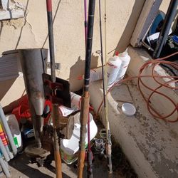 I Have Two Saltwater Fishing Poles One Is Broken At The Tip But It's Very Very Long You Can Fix The Tip The Other One Has A Huge Pen Real Heavy Duty