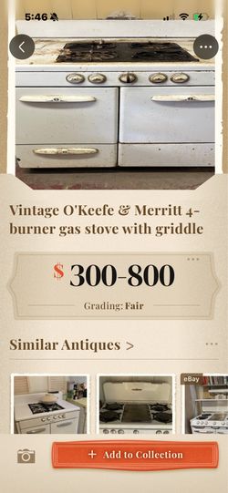 O’Keefe and Merritt four burner vintage stove