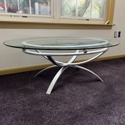 Modern Oval Glass Coffee Table