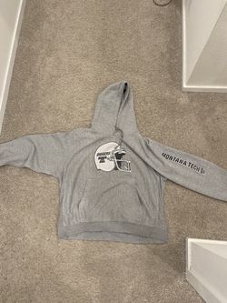 Grey football hoodie L