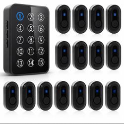 Wireless Caregiver Pager - 500ft Range Nurse Call System With LED Display, 15 Waterproof Call Buttons & 1 Receiver For Elderly, Patients, Disabled At 