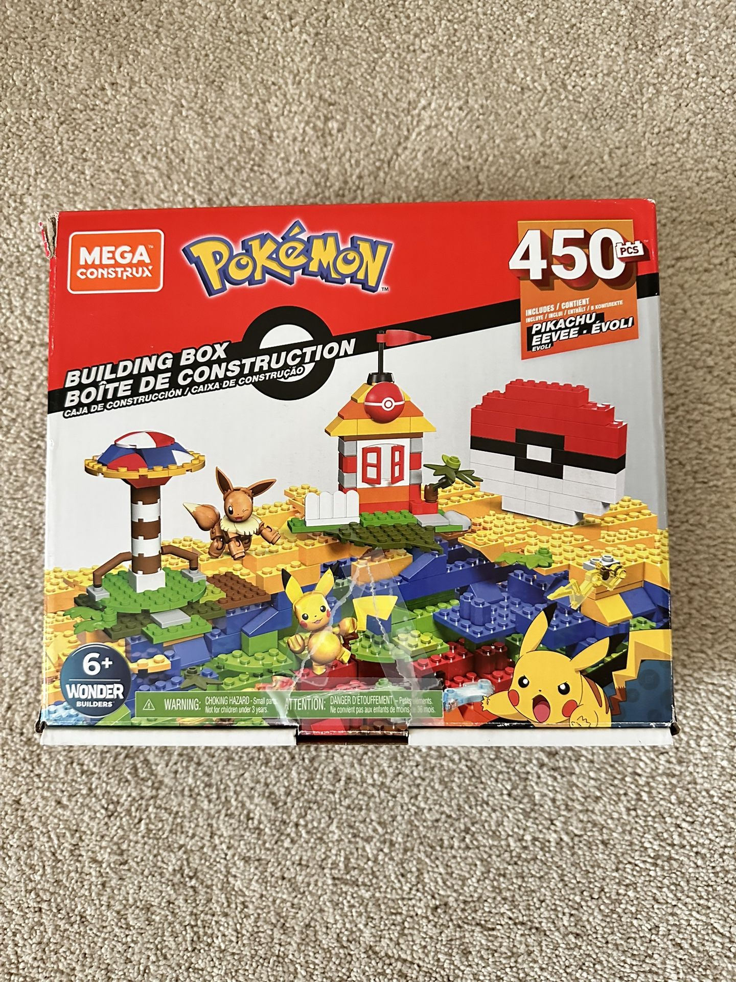 Mega Construx Pokemon Building Box 450 Pcs Pikachu Eevee Complete