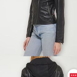Faux Leather Jacket Hooded