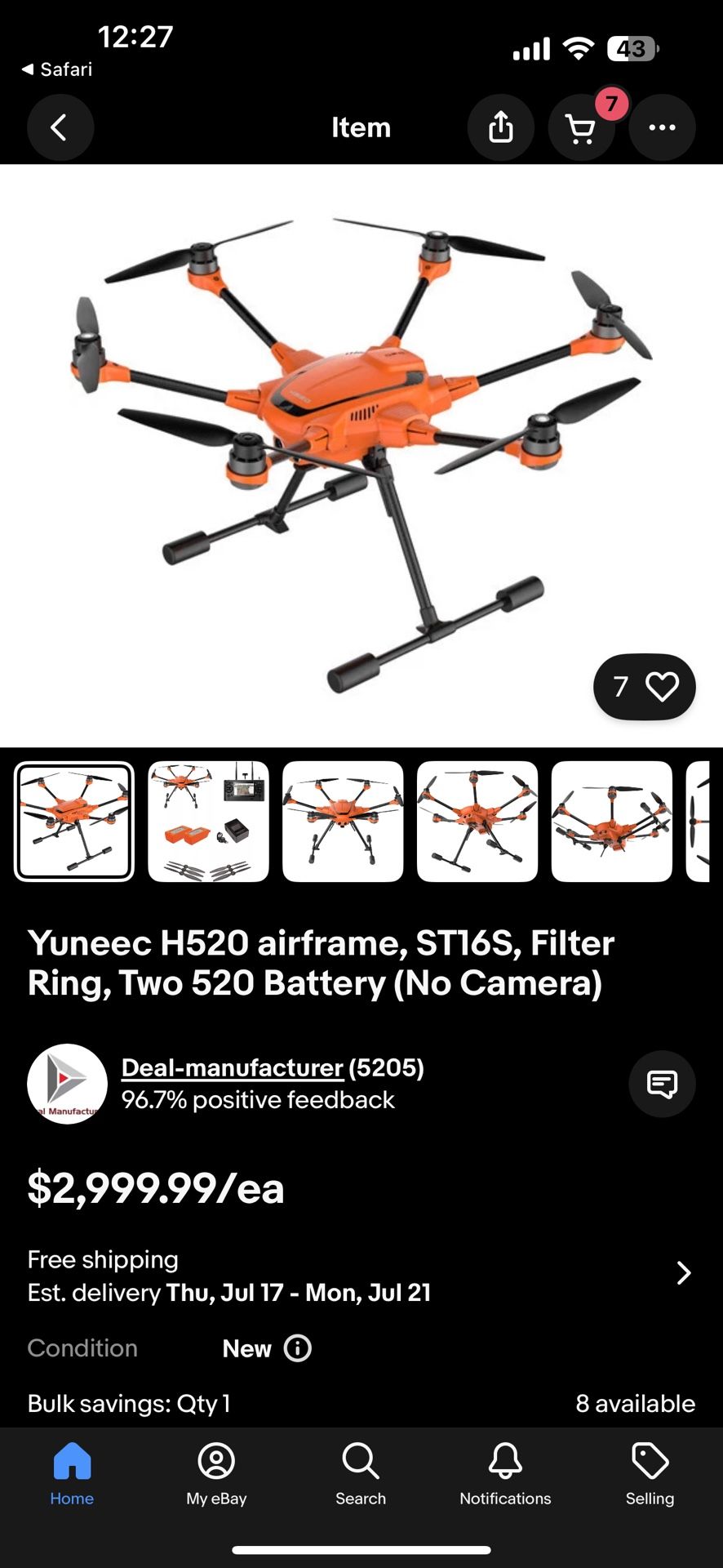 Yuneec H520 airframe, ST16S, Filter Ring,