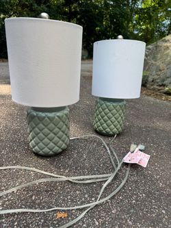 Sage green and white lamps