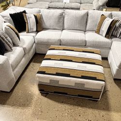 New Contemporary Plush Upholstered Sectional with Chaise
